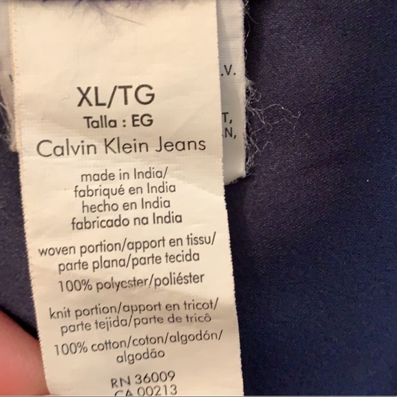 Calvin Klein Jeans Blouse Navy Blue Long Sleeves Button Down Top Shirt XL Talla - Picture 10 of 10